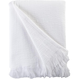 image:imageMuslin Throw Blanket for Couch 100 Cotton 60x50 in White Muslin Cotton Blankets for Adults Soft Lightweight and Breathable Throw Boho Farmhosue