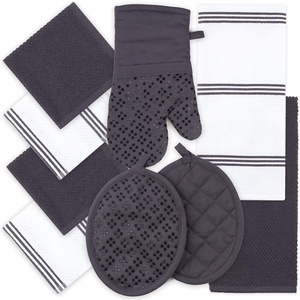 image:imageSticky Toffee 9Piece Kitchen Set  Gray 100 Cotton Terry Dish Towels Dishcloths Oven Mitts and Pot Holders with NonSlip Silicone Grip OekoTex Cotton