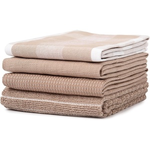 image:imageSticky Toffee Cotton Dish Towels Set of 4  28x16 in Tan Tea Towels for Kitchen Soft and Absorbent OekoTex Cotton