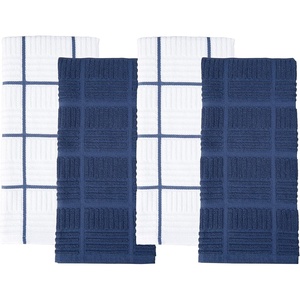 image:imageSticky Toffee Cotton Kitchen Towels Set of 4 Dark Blue and White 28 x 16 in Absorbent Reusable Tea and Hand Towels Kitchen Cleaning Cloths