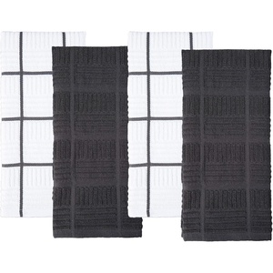 image:imageSticky Toffee Cotton Kitchen Towels Set of 4 Gray and White 28 x 16 in Absorbent Reusable Hand and Dish Towels Tea Towels OekoTex Certified