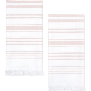 image:imageSticky Toffee Hand Towels for Bathroom Set of 2  28x16 in White and Blush Pink Striped Turkish Towels Soft and Absorbent Decorative 100 Cotton Bath Towels