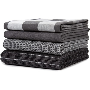 image:imageSticky Toffee Kitchen Towels 28x16 in  100 Cotton Gray Dish Hand and Tea Towels in Flat Terry Waffle and Herringbone Weaves