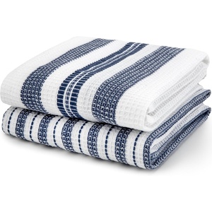 image:imageSticky Toffee Waffle Kitchen Towels Set of 2 White and Blue Striped Waffle Weave Dish Towels for Kitchen Absorbent Waffle Hand Towels OekoTex Cotton Tea Towels 25 in x 15 in JVSPKA5439