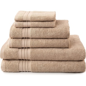image:imageTan Bath Towels Set of 6 for Bathroom Bath Towels and Washcloths Set 2 Bath Towels 2 Hand Towels and 2 Wash Cloths Soft and Absorbent Oeko Tex Cotton Towels