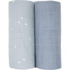 image:imageSticky Toffee Muslin Swaddle Baby Blanket Blue Gray Stars 47 x 47 in Soft Breathable OekoTex Cotton Newborn Wrap and Receiving Blanket