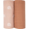 image:imageSticky Toffee Muslin Swaddle Baby Blanket Blush Pink Rainbows 47 x 47 in Soft Breathable OekoTex Cotton Newborn Wrap and Receiving Blanket