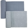 image:imageSticky Toffee Muslin Swaddle Baby Blanket Blue Gray Stars 47 x 47 in Soft Breathable OekoTex Cotton Newborn Wrap and Receiving Blanket