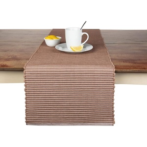 image:imageTable Runner Cotton Farmhouse Boho 14x72 in Table Dcor for Kitchen or Dining Tan Cloth Woven Ribbed Table Runners