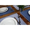 image:imagePlacemats Set of 4 Woven Cloth Placemat Set 14x19 in Blue Large Ribbed Place Mats for Kitchen or Dining Table Washable Cotton Table Mats