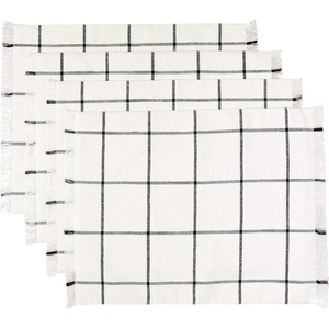 image:imagePlacemats Set of 4 Woven Cloth Placemat Set 14x19 in Cream Farmhouse Plaid Place Mats for Kitchen or Dining Table Washable Cotton Table Mats