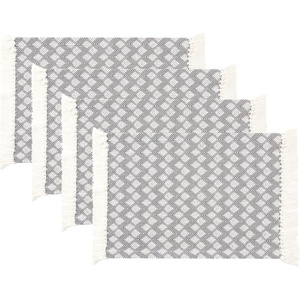 image:imagePlacemats Set of 4 Woven Cloth Placemat Set 14x19 in Gray Boho Place Mats for Kitchen or Dining Table Washable Cotton Table Mats