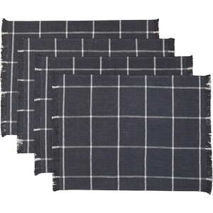 image:imagePlacemats Set of 4 Woven Cloth Placemat Set 14x19 in Gray Farmhouse Plaid Place Mats for Kitchen or Dining Table Washable Cotton Table Mats