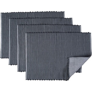 image:imagePlacemats Set of 4 Woven Cloth Placemat Set 14x19 in Gray Large Ribbed Place Mats for Kitchen or Dining Table Washable Cotton Table Mats