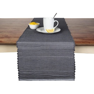 image:imageTable Runner Cotton Farmhouse Boho 14x72 in Table Dcor for Kitchen or Dining Gray Cloth Woven Ribbed Table Runners