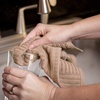 image:imageKitchen Towels Dishcloths 100 Cotton Set of 8 Tan and White Dish Cloth Towels Tea Towels Reusable and Absorbent Cleaning Cloths OekoTex Cotton 12 in x 12 in