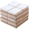 image:imageKitchen Towels Dishcloths 100 Cotton Set of 8 Tan and White Dish Cloth Towels Tea Towels Reusable and Absorbent Cleaning Cloths OekoTex Cotton 12 in x 12 in