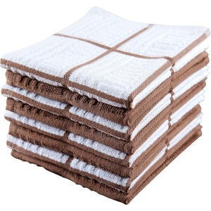 image:imageKitchen Towels Dishcloths 100 Cotton Set of 8 Brown and White Dish Cloth Towels Tea Towels Reusable and Absorbent Cleaning Cloths OekoTex Cotton 12 in x 12 in